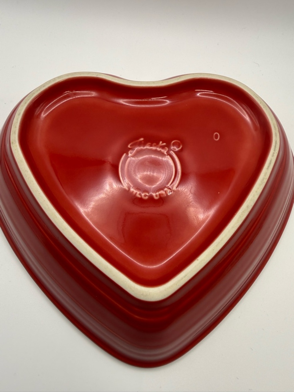 Fiesta Heart-Shaped Red Ceramic Dish Bowl - Picture 2 of 5